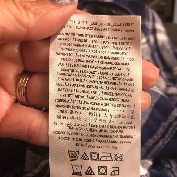 Guess Blue Plaid Button Up Cold Shoulder Shirtdress Sz M - Picture 7 of 8